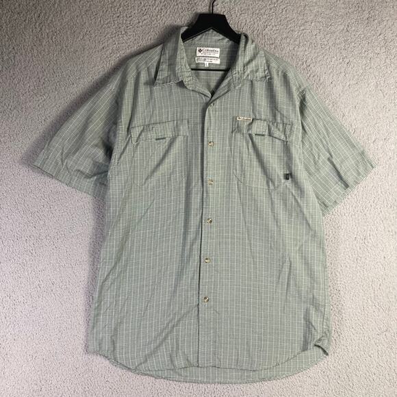 Columbia VTG Men's L Green Plaid Short Sleeve Button-Up Shirt Casual - Picture 5 of 6